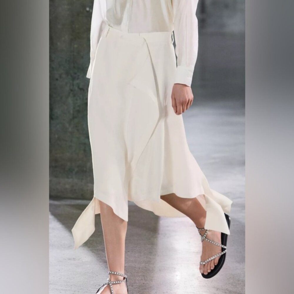 ZARA NWT Asymmetrical Linen Skirt ZW Collection White Ivory Size XS